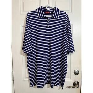Navy White Stripe Cotton Polo Classic Coastal Preppy Style Austin Reed London